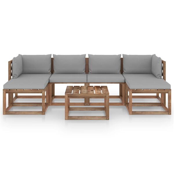 vidaXL 7-tlg. Garten-Lounge-Set aus Paletten mit Kissen Kiefernholz