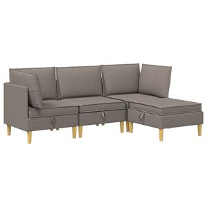 vidaXL Modular Sofa Set mit Stauraum 4 pcs Taupe Stoff