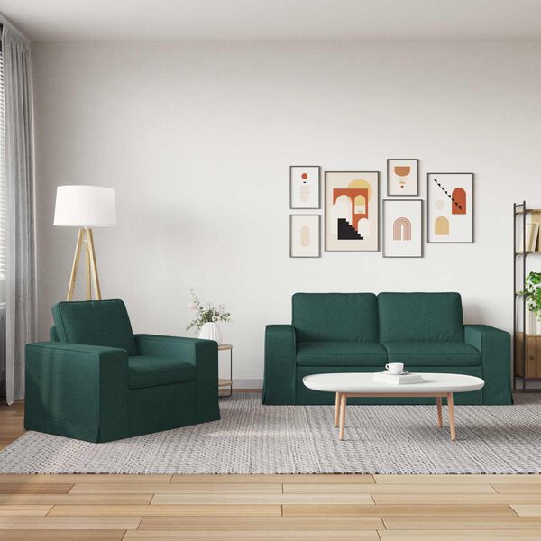 vidaXL Sofa 2 pcs Dunkelgr&uuml;n