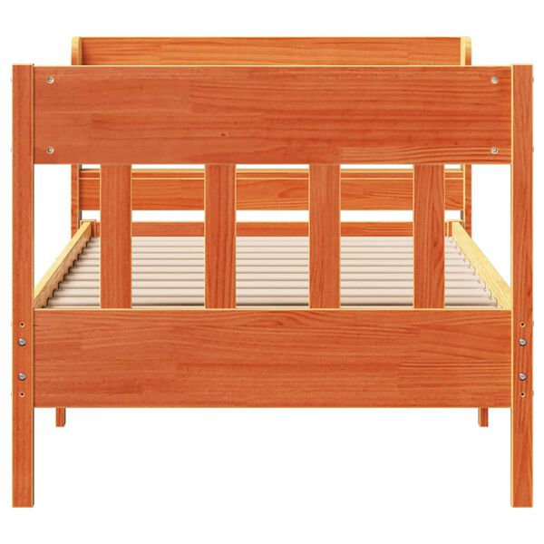 vidaXL Massivholzbett ohne Matratze Wachsbraun 90x200 Kiefernholz