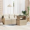 vidaXL Garten-Sofa-Set mit Kissen mit Kissen 5 pcs Beige Poly Rattan