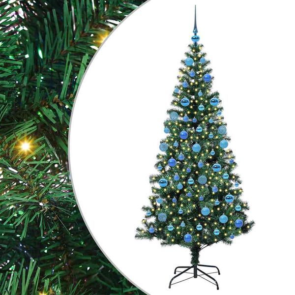vidaXL K&uuml;nstlicher vorbeleuchteter Weihnachtsbaum Gr&uuml;n 180 cm PVC