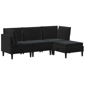 vidaXL Wohnzimmergarnitur 4 Stk. Schwarz Samt