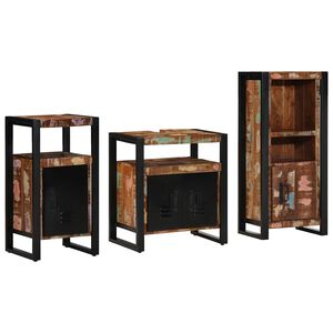 vidaXL Badezimmerm&ouml;bel-Set 3 Stk. Mehrfarbig und Schwarz