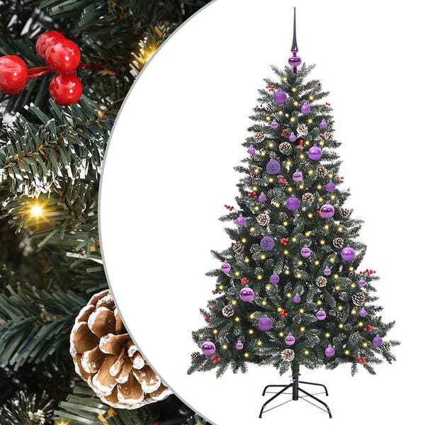 vidaXL K&uuml;nstlicher Weihnachtsbaum Gr&uuml;n 150 cm PVC, Plastik und Stahl