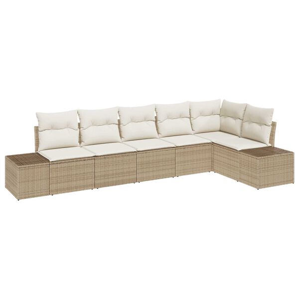 vidaXL Gartensofa-set mit Kissen 6 pcs Beige und Creme Poly-Rattan