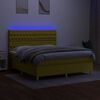 vidaXL Boxspringbett mit Matratze & LED Gr&uuml;n 180x200 cm Stoff