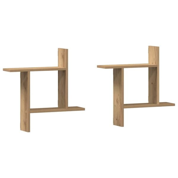 vidaXL Wandregale 2 Stk. Artisan-Eiche 50x12x50 cm Holzwerkstoff