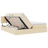 vidaXL Bett mit LED-Lichtleisten mit Kopfteil Creme 180 x 200 cm Stoff
