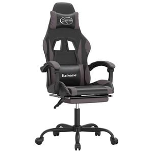 vidaXL Gaming-Stuhl mit Fu&szlig;st&uuml;tze Schwarz und Grau Kunstleder