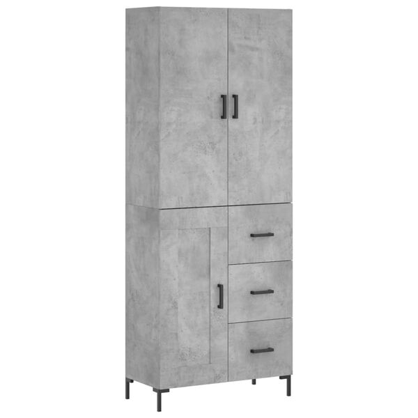 vidaXL Highboard Betongrau 69,5x34x180 cm Holzwerkstoff