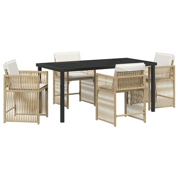 vidaXL Garten Essgruppe 5 pcs Beige Poly-Rattan