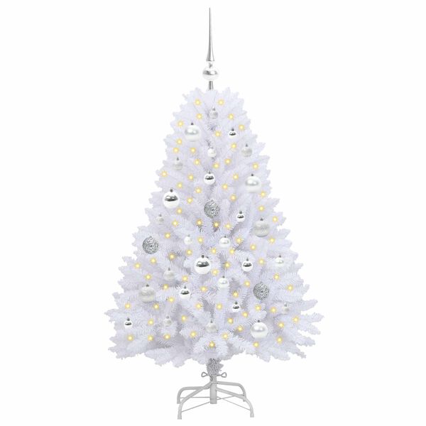 vidaXL K&uuml;nstlicher klappbarer Weihnachtsbaum Wei&szlig; 120 cm PVC und Stahl