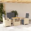 vidaXL 4-tlg. Garten-Essgruppe mit Kissen Beige Poly Rattan