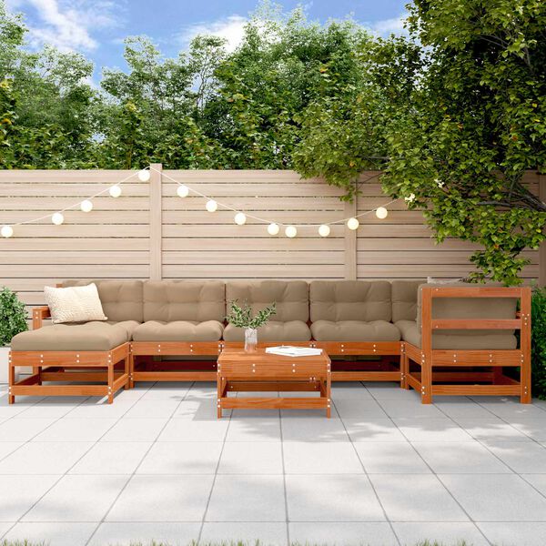 vidaXL Garten-Lounge-Set 8 pcs Wachsbraun Massives Kiefernholz