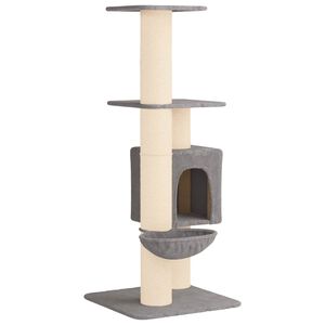 vidaXL Katzennbaum mit Sisal-Kratzs&auml;ulen Hellgrau 137 cm
