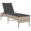 vidaXL Sonnenliege mit Auflage Hellgrau 55x200x44 cm Poly Rattan