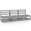 vidaXL Outdoor-Sofa 3-Sitzer Grau Massivholz Kiefer