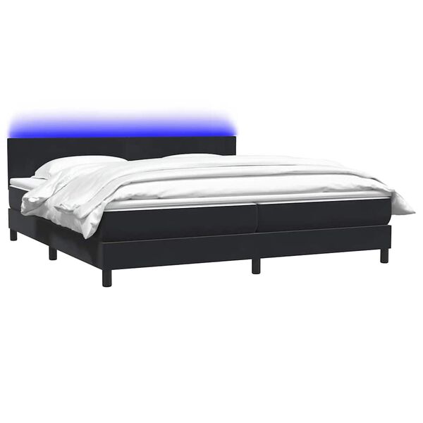 vidaXL Boxspringbett mit Matratze & LED Schwarz 200x210 cm Samt