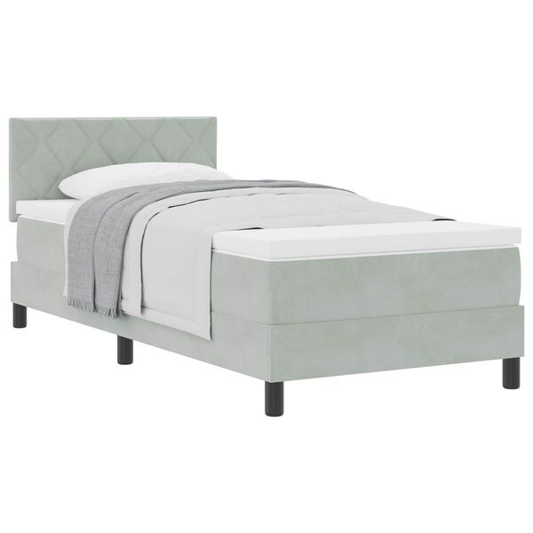 vidaXL Boxspringbett mit Matratze Hellgrau 100 x 200 cm Samt