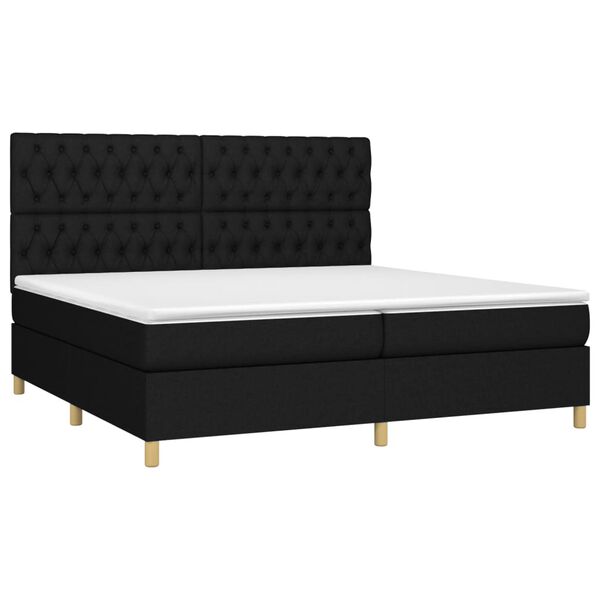 vidaXL Boxspringbett mit Matratze & LED Schwarz 200x200 cm Stoff