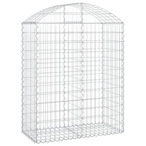 vidaXL Gabione mit Hochbogen 100x50x120/140 cm Verzinktes Eisen