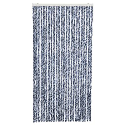 vidaXL Insektenschutz-Vorhang Blau Weiß Silbern 100x220cm Chenille