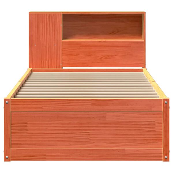 vidaXL Massivholzbett ohne Matratze Wachsbraun 100x200 Kiefernholz