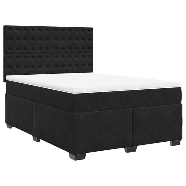 vidaXL Boxspringbett mit Matratze Schwarz 160x200 cm Samt