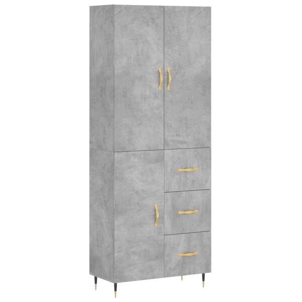vidaXL Highboard Betongrau 69,5x34x180 cm Holzwerkstoff