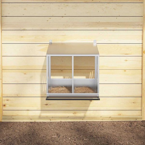 vidaXL Hühner-Nistkasten mit 2 Fächern Verzinktes Silber Metall