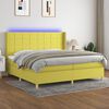 vidaXL Boxspringbett mit Matratze & LED Gr&uuml;n 200x200 cm Stoff