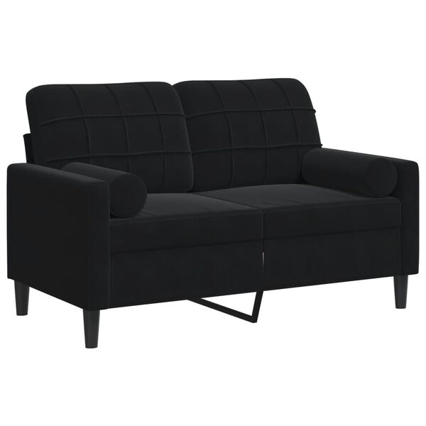 vidaXL 2-Sitzer-Sofa mit Zierkissen Schwarz 120 cm Samt