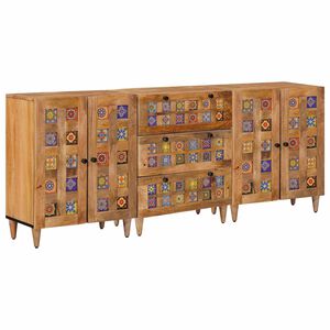 vidaXL Sideboard 3 pcs Natur 60 x 33,5 x 75 cm Massivholz Mango