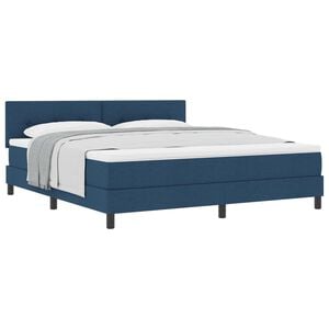 vidaXL Boxspringbett mit Matratze mit Kopfteil Blau 180 x 200 cm Stoff