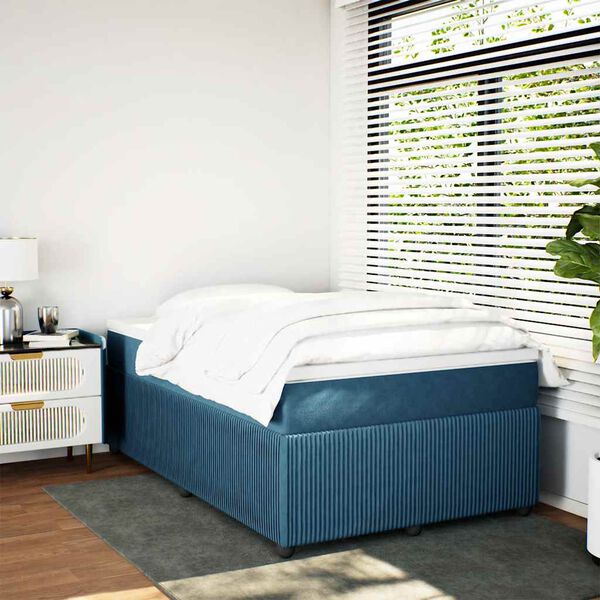 vidaXL Boxspringbett mit Matratze Dunkelblau 120x200 cm Samt
