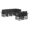vidaXL Outdoor-Sofagarnitur 7 pcs Schwarz und Dunkelgrau Polyester