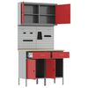 vidaXL Werkbank mit Schubladen 5 pcs Rot Ingenieure Holz und Stahl
