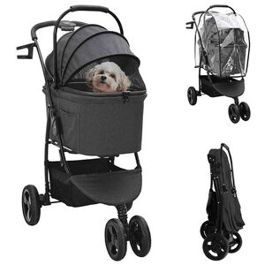 vidaXL Faltbarer Haustierwagen Schwarz 78 x 54 x 101 cm Polyester