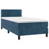vidaXL Boxspringbett mit Matratze & LED Dunkelblau 90x200 cm Samt