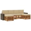 vidaXL Sofagarnituren 6 pcs Natur und Beige Massivholz Akazie