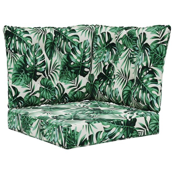 vidaXL Sofakissen f&uuml;r drau&szlig;en 3 pcs Blattmuster Polyester