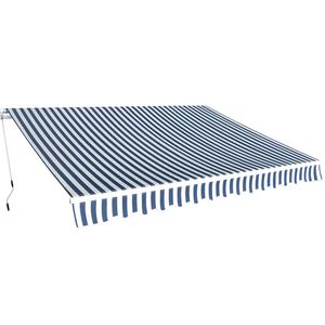 vidaXL Manuelle Markise 3,5 x 2,5 m Blau-wei&szlig; gestreift 100% Polyester