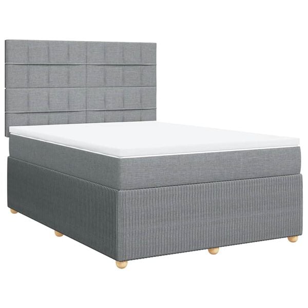 vidaXL Boxspringbett mit Matratze Hellgrau 160x200 cm Stoff