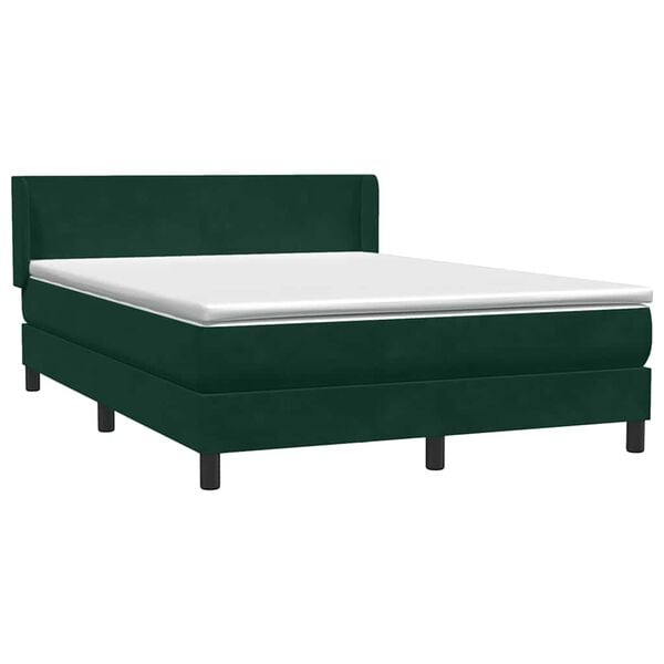 vidaXL Boxspringbett mit Matratze Dunkelgr&uuml;n 160x220 cm Samt