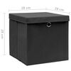 vidaXL Aufbewahrungsboxen mit Deckeln 10 Stk. 28x28x28 cm Schwarz