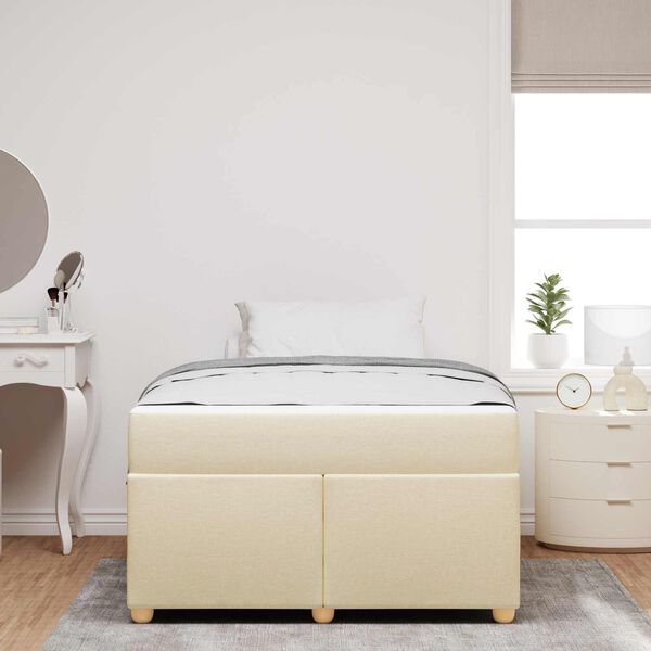 vidaXL Bettrahmen mit Matratze Creme 120 x 190 cm Stoff
