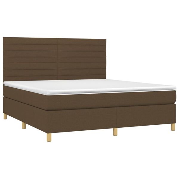 vidaXL Boxspringbett mit Matratze & LED Dunkelbraun 160x200 cm Stoff