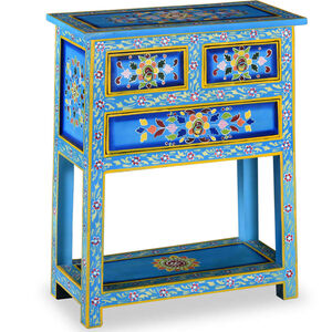 vidaXL Sideboard mit Schubladen Massivholz Mango T&uuml;rkis Handbemalt