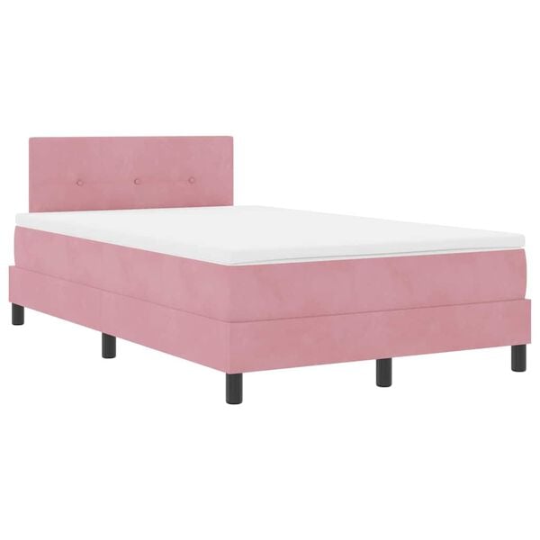 vidaXL Boxspringbett mit Matratze mit Kopfteil Rosa 120 x 200 cm Samt
